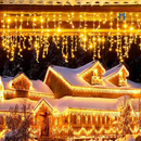 Cascata Natal 400/200/100 Lâmpadas LED Com 8 funções ou Fixo Fio Branco Pisca Pisca V8