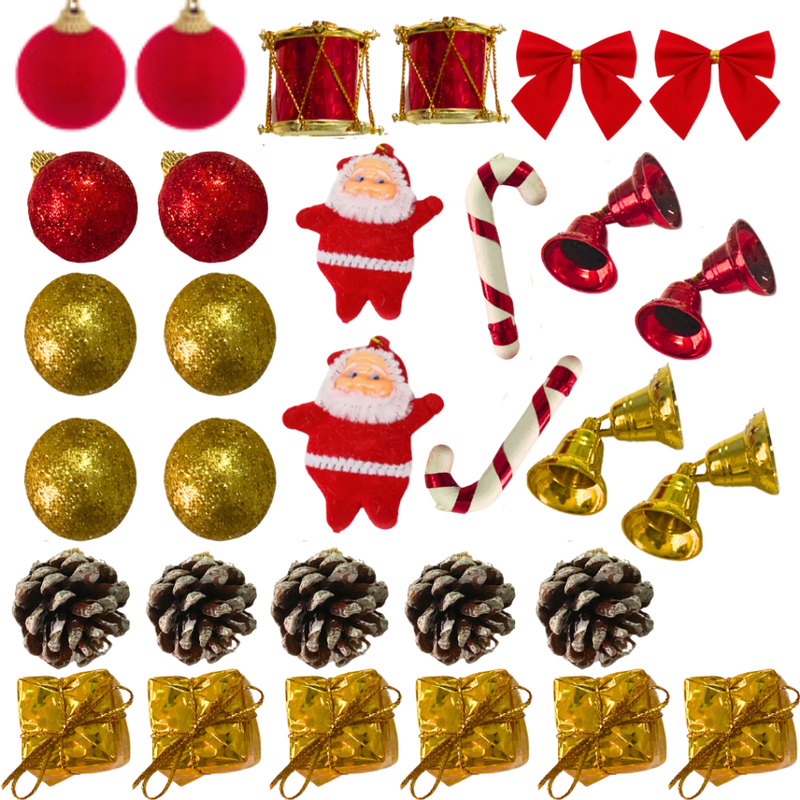 Kit de Enfeites de Natal Decoração Natalina para Árvore Bolas Sinos Estrela Enfeites Decorar