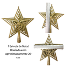 Kit de Enfeites de Natal Decoração Natalina para Árvore Bolas Sinos Estrela Enfeites Decorar