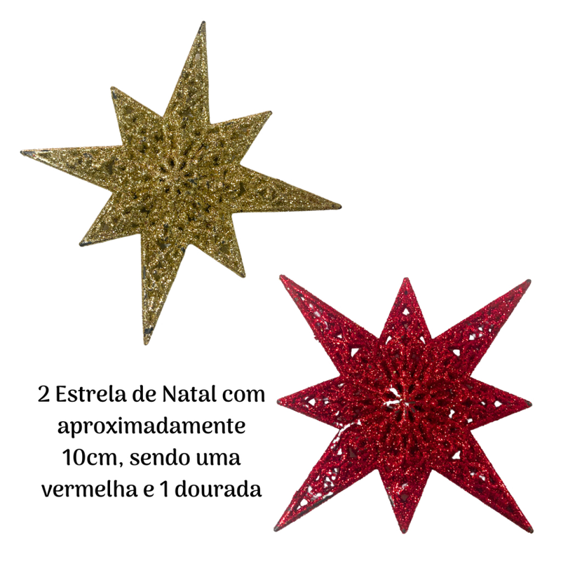 Kit de Enfeites de Natal Decoração Natalina para Árvore Bolas Sinos Estrela Enfeites Decorar