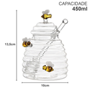 Meleira de Vidro Cristal 450ml com Pegador Pote Porta Mel Com Dosador e Tampa