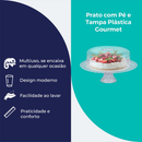 Boleira de Vidro Com Pé e Tampa Acrílica Gourmet Suporte Para Bolo, Doces e Sobremesas - Ruvolo