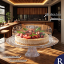 Boleira de Vidro Com Pé e Tampa Acrílica Gourmet Suporte Para Bolo, Doces e Sobremesas - Ruvolo