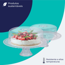 Boleira de Vidro Com Pé e Tampa Acrílica Gourmet Suporte Para Bolo, Doces e Sobremesas - Ruvolo