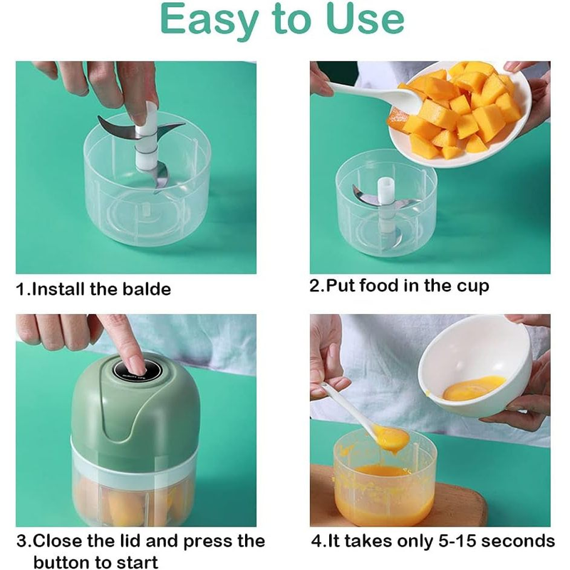 Mini Processador Triturador Sem Fio Elétrico De Alimentos Para Legumes Alho Gengibre 250ML