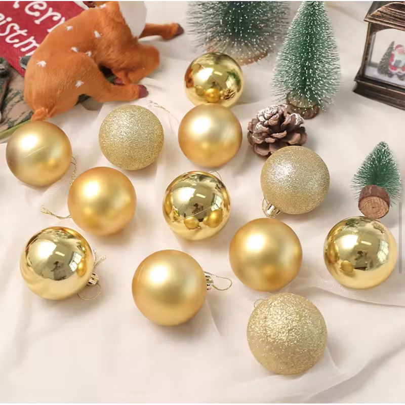 Kit 30 Bolas de Natal Medias 4cm Vermelho e Dourado – Enfeites Natalinos
