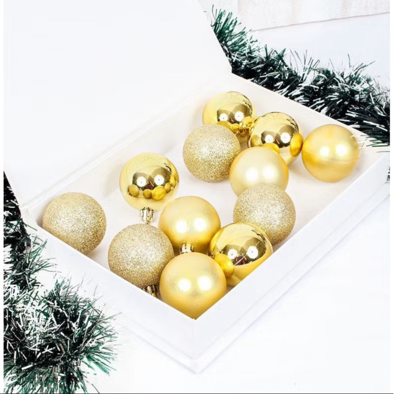 Kit 30 Bolas de Natal Medias 4cm Vermelho e Dourado – Enfeites Natalinos