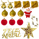 Kit de Enfeites de Natal Decoração Natalina para Árvore Bolas Sinos Estrela Enfeites Decorar