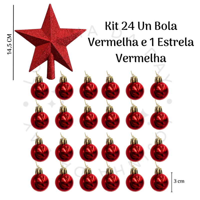 Kit de Enfeites de Natal Decoração Natalina para Árvore Bolas Sinos Estrela Enfeites Decorar