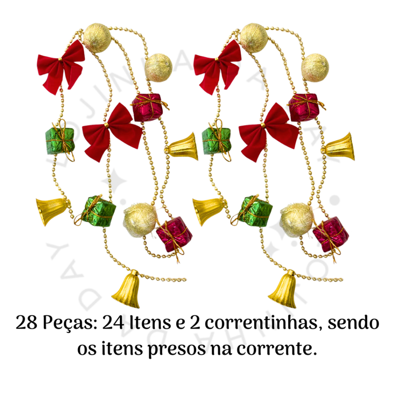 Kit de Enfeites de Natal Decoração Natalina para Árvore Bolas Sinos Estrela Enfeites Decorar