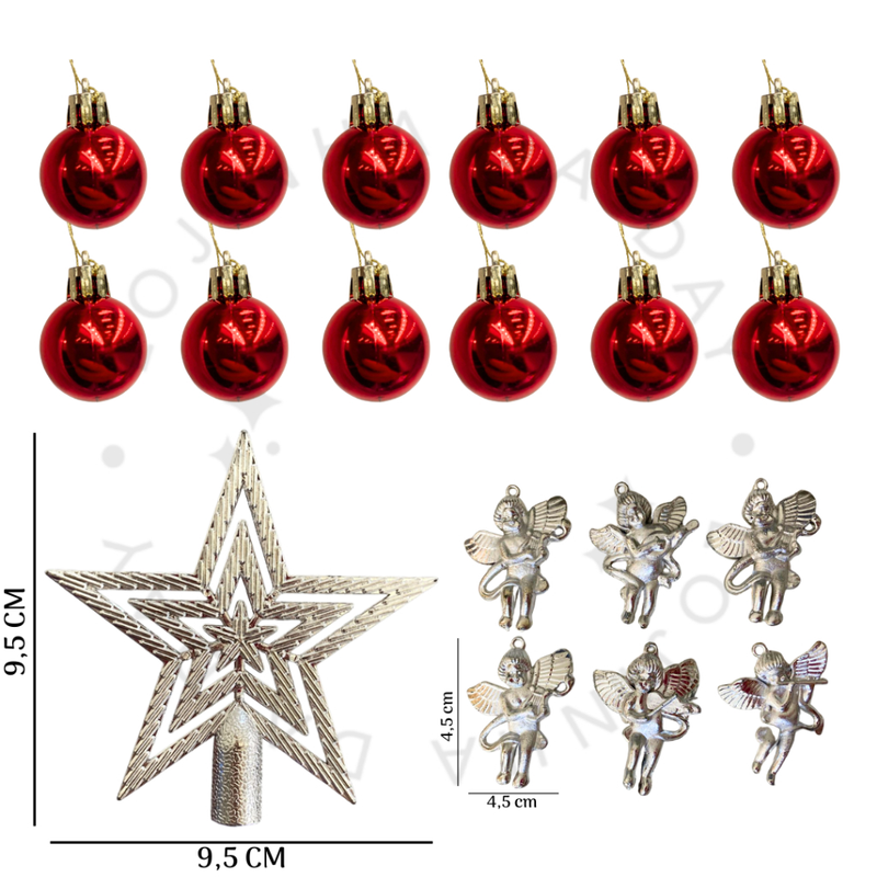 Kit de Enfeites de Natal Decoração Natalina para Árvore Bolas Sinos Estrela Enfeites Decorar