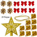 Kit de Enfeites de Natal Decoração Natalina para Árvore Bolas Sinos Estrela Enfeites Decorar