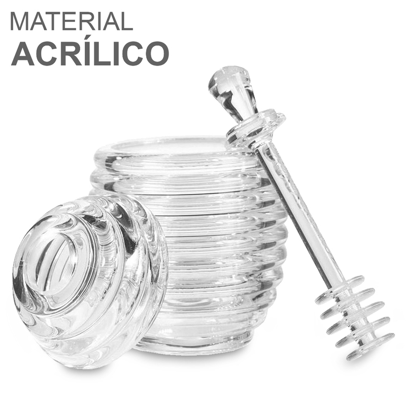 Meleira de Vidro Cristal 450ml com Pegador Pote Porta Mel Com Dosador e Tampa