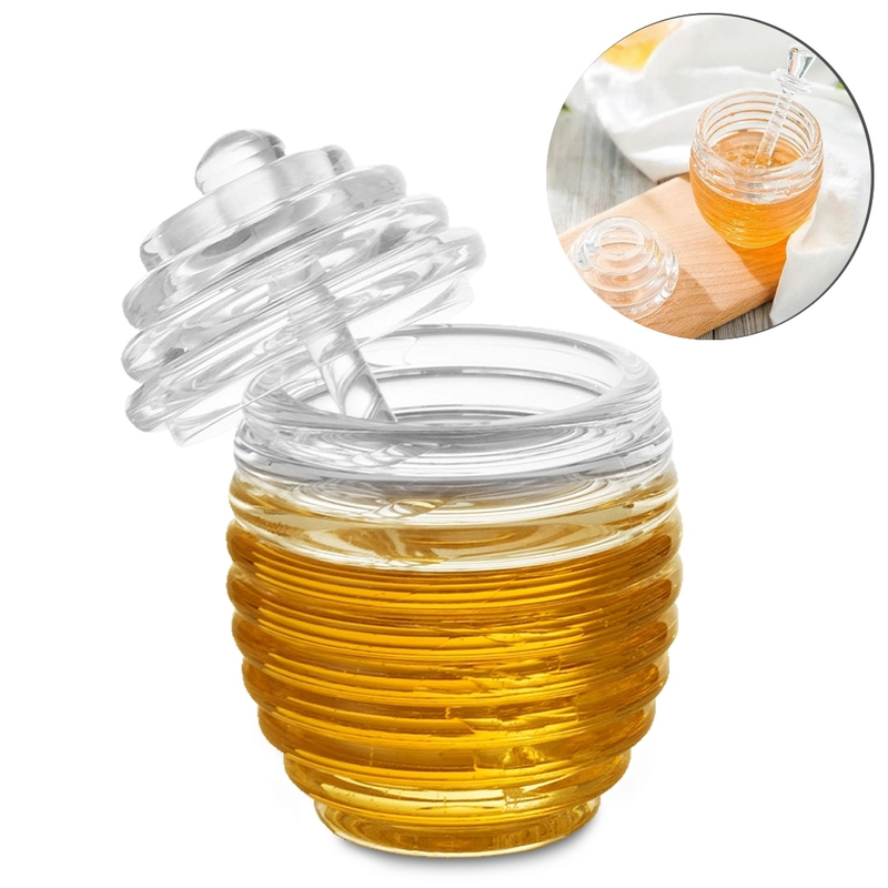 Meleira de Vidro Cristal 450ml com Pegador Pote Porta Mel Com Dosador e Tampa
