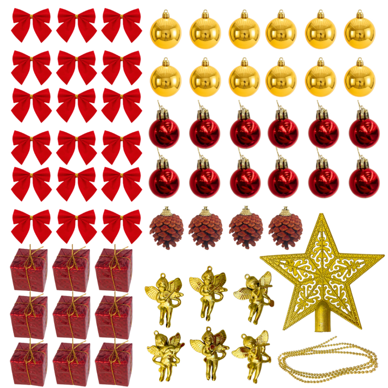 Kit de Enfeites de Natal Decoração Natalina para Árvore Bolas Sinos Estrela Enfeites Decorar