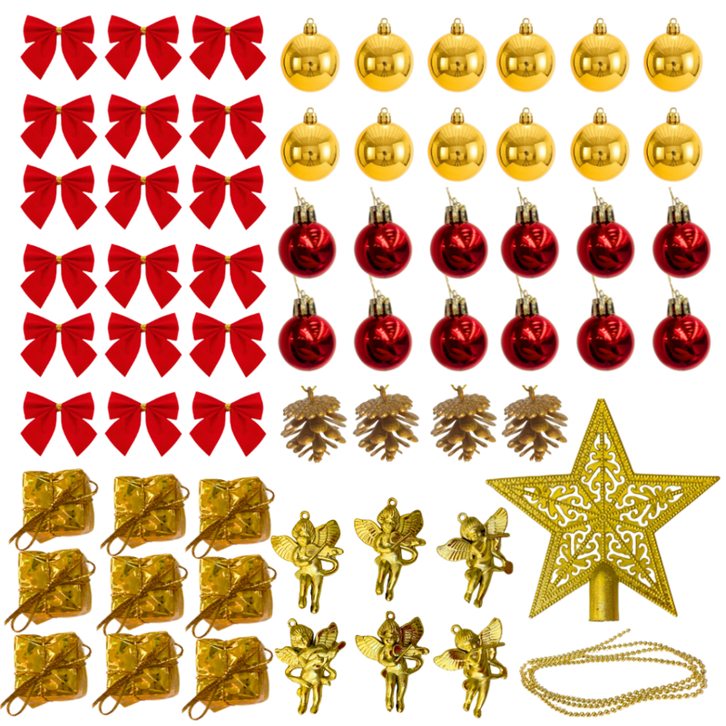 Kit de Enfeites de Natal Decoração Natalina para Árvore Bolas Sinos Estrela Enfeites Decorar