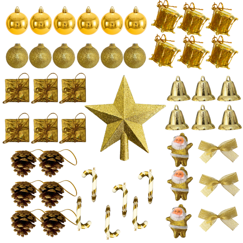 Kit de Enfeites de Natal Decoração Natalina para Árvore Bolas Sinos Estrela Enfeites Decorar