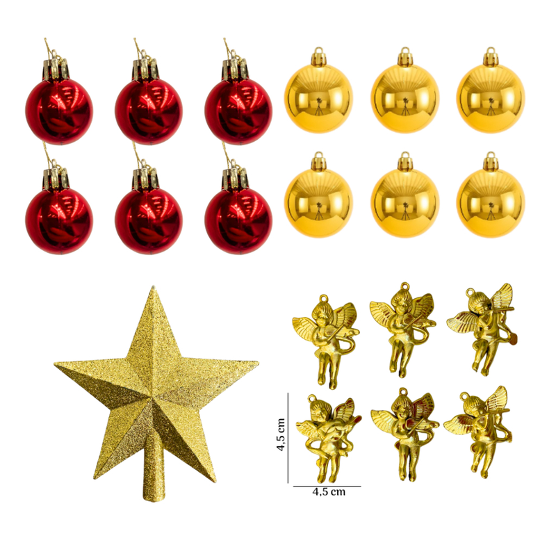 Kit de Enfeites de Natal Decoração Natalina para Árvore Bolas Sinos Estrela Enfeites Decorar