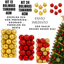 KIT 12 BOLINHAS KIT 24 BOLINHAS DE NATAL BOLAS DE ENFEITE 4CM E BRILHOSA COR DOURADA VERMELHO OU MESCLADO 4CM MIX BOLAS