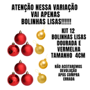 KIT 12 BOLINHAS KIT 24 BOLINHAS DE NATAL BOLAS DE ENFEITE 4CM E BRILHOSA COR DOURADA VERMELHO OU MESCLADO 4CM MIX BOLAS