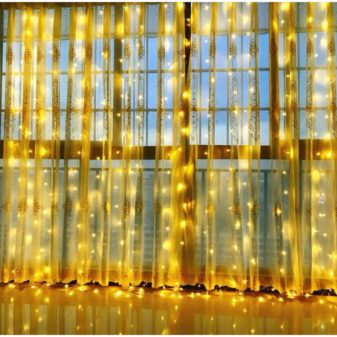 LED Cortina 4x3 led pisca luz romântica para casamento de natal ao ar livre Branco Quente