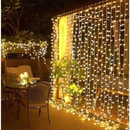 LED Cortina 4x3 led pisca luz romântica para casamento de natal ao ar livre Branco Quente