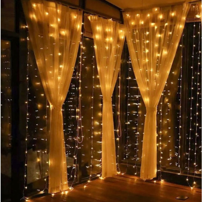 LED Cortina 4x3 led pisca luz romântica para casamento de natal ao ar livre Branco Quente