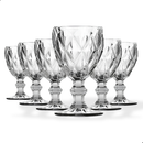 Jogo de 6 Taças de Vidro Diamond Transparente Ambar Furta Cor Verde Azul Fume Bico De Jaca 330ml